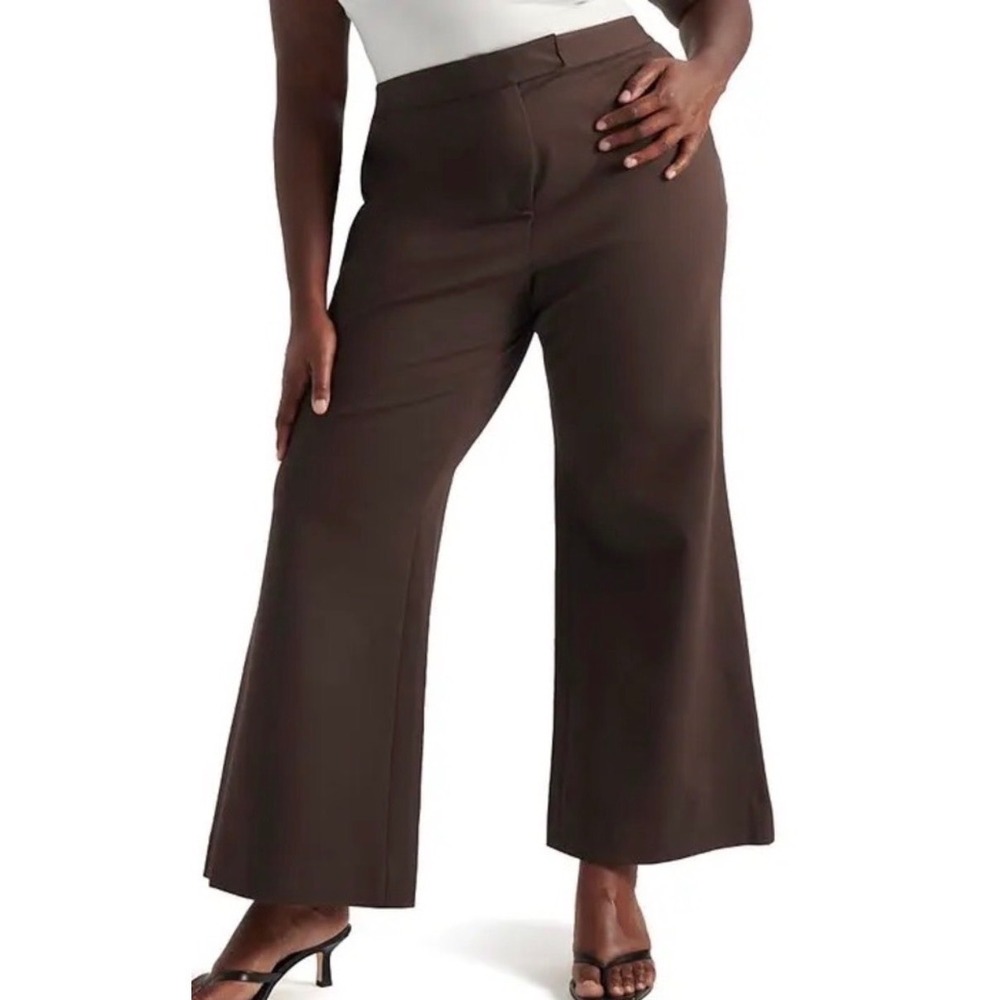 Pari Passu Ponte Pants 16 Espresso Brown NWT Wide Leg Trousers Luxury Designer - Picture 2 of 9